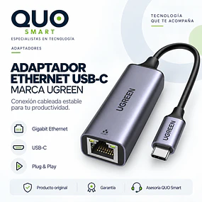 ADAPTADOR ETHERNET USB TIPO C -  GIGABIT ETHERNET MARCA UGREEN