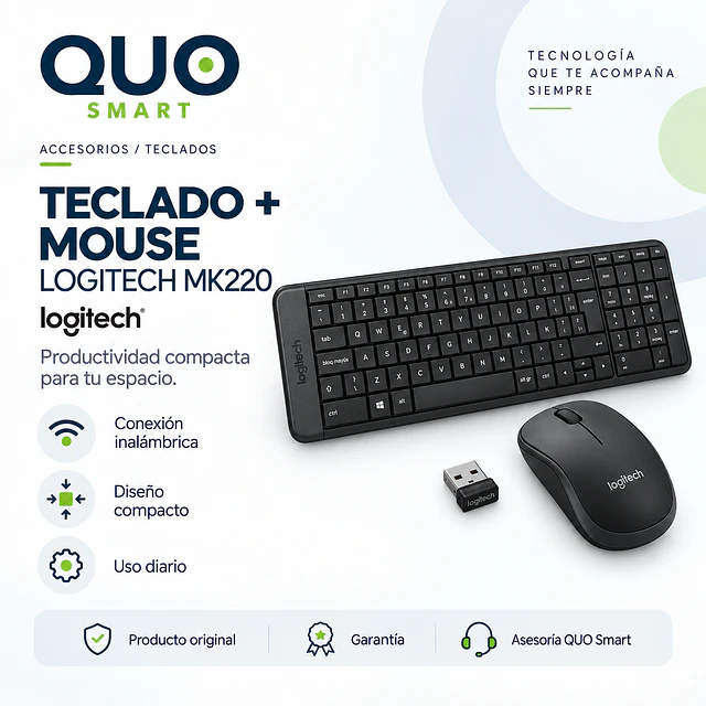TECLADO LOGITECH + MOUSE WIRELESS MK220 ESP