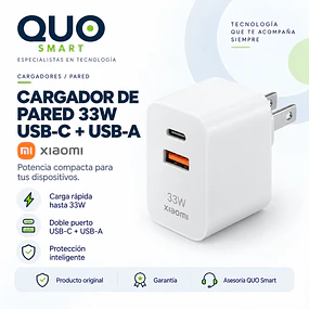 CARGADOR DE PARED DE 33 WATTS XIAOMI