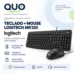 KIT TECLADO Y MOUSE LOGITECH MK120 USB 