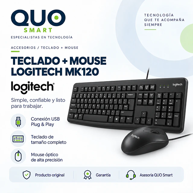 KIT TECLADO Y MOUSE LOGITECH MK120 USB 