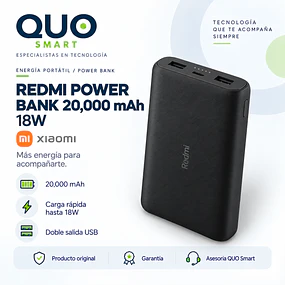 POWER BANK XIAOMI PORTATIL 20000 mAh REDMI 18 W FAST CHARGE 18W