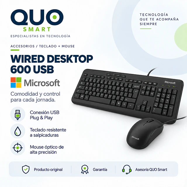 KIT TECLADO MICROSOFT WIRED 600 USB