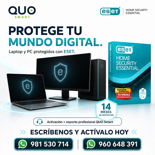 ANTIVIRUS ESET HOME SECURITY ESSENTIAL - LICENCIA DE 14 MESES