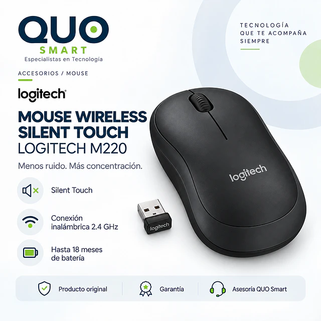 MOUSE LOGITECH M220 WIRELESS - SILENT TOUCH