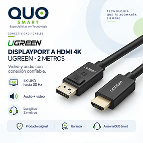 CABLE DISPLAY PORT A HDMI DE 2 METROS MARCA UGREEN