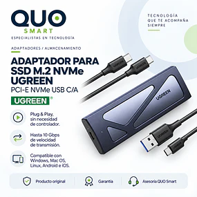CASE ADAPTADOR UGREEN PARA DISCO M.2 NVME SSD CABLE TIPO C