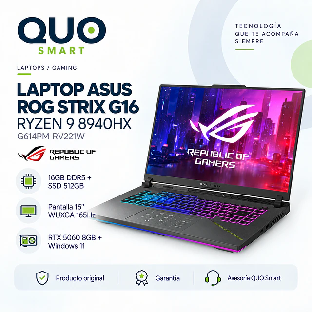 LAPTOP GAMER ASUS ROG STRIX G16 G614PM-RV221W