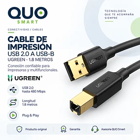 CABLE DE IMPRESIÓN MARCA UGREEN DE 1.8 MTRS USB 2.0