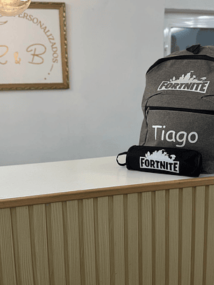 conjunto mochila+ porta-lápis fortnite