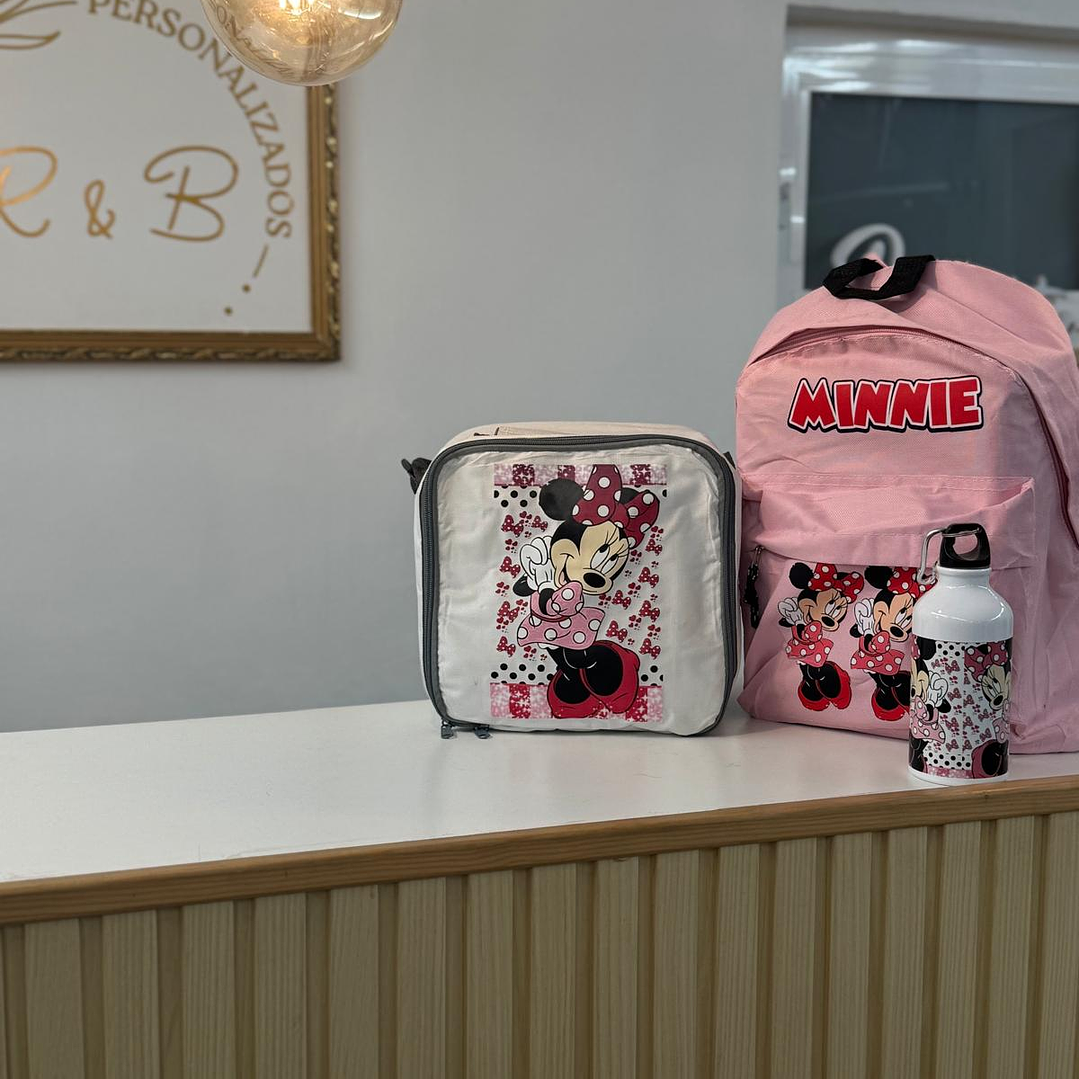 conjunto mochila + lancheira minnie 1