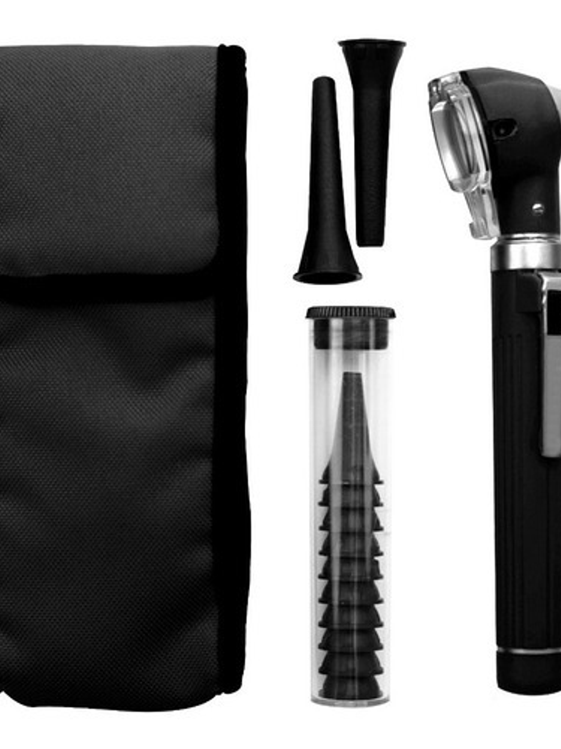 Otoscopio Led Optica + 10 Conos Medico Reflejo Examen Negro 1