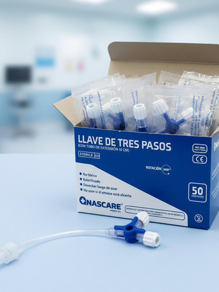 Caja 50 Unids Alargador Venoso Con Llave 3 Pasos 10cm 3