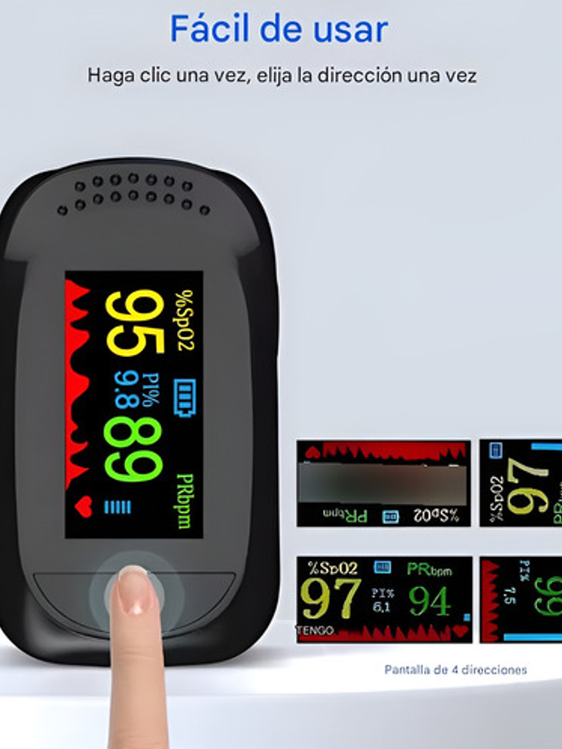 Oxímetro De Pulso Negro Con Curva Multiparámetro 4