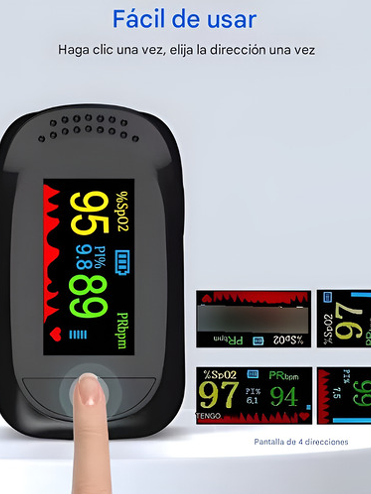 Oxímetro De Pulso Negro Con Curva Multiparámetro 4