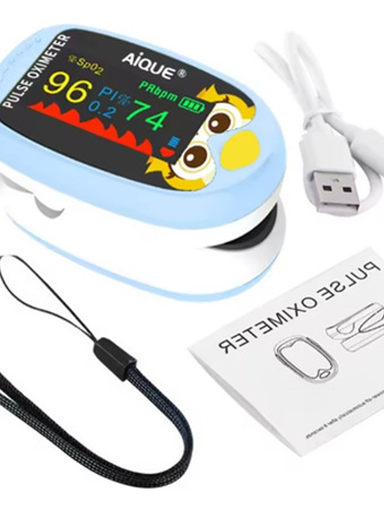 Oxímetro Saturómetro Pediátrico Oxigeno Bebé Niño Celeste 2
