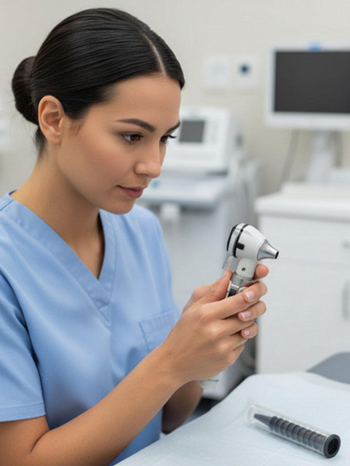 Otoscopio Led Optica + 10 Conos Medico Reflejo Examen Gris 2