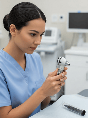 Otoscopio Led Optica + 10 Conos Medico Reflejo Examen Gris