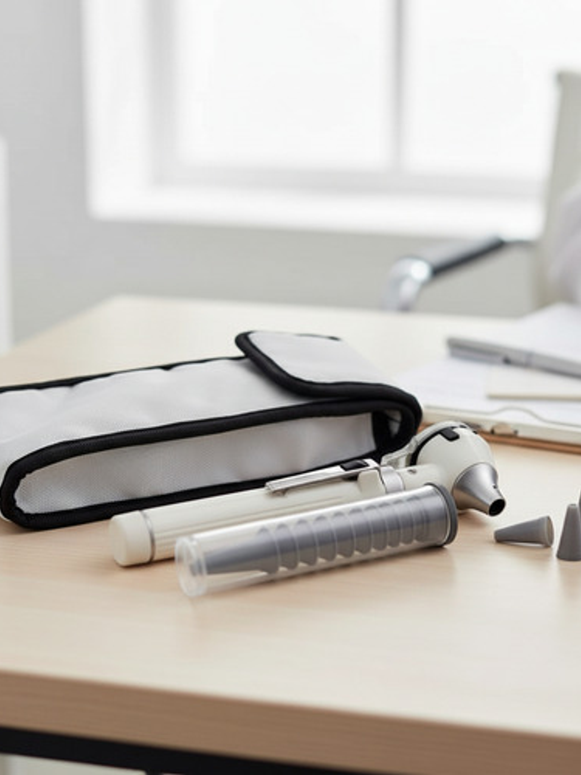 Otoscopio Led Optica + 10 Conos Medico Reflejo Examen Gris 3