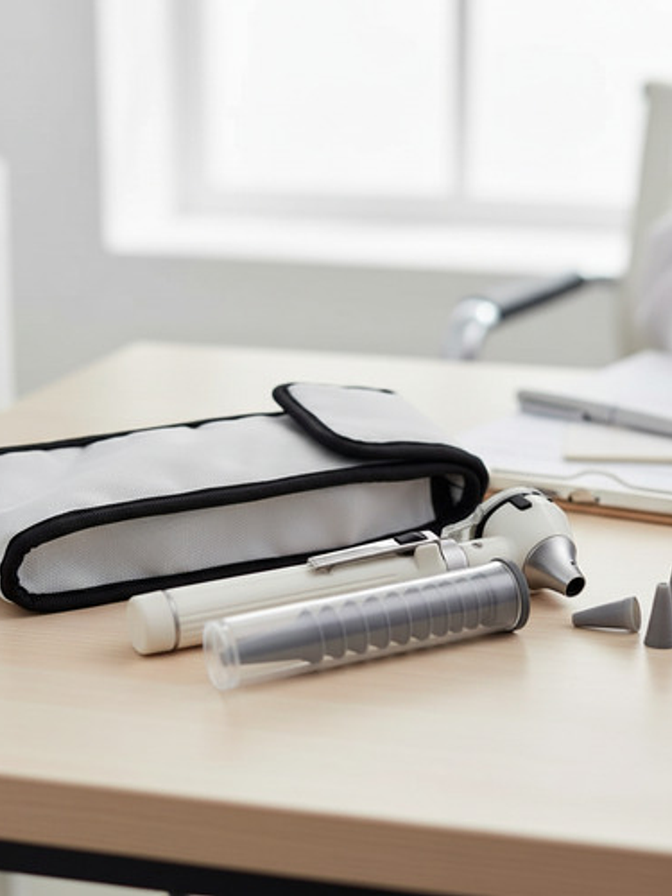 Otoscopio Led Optica + 10 Conos Medico Reflejo Examen Gris 3