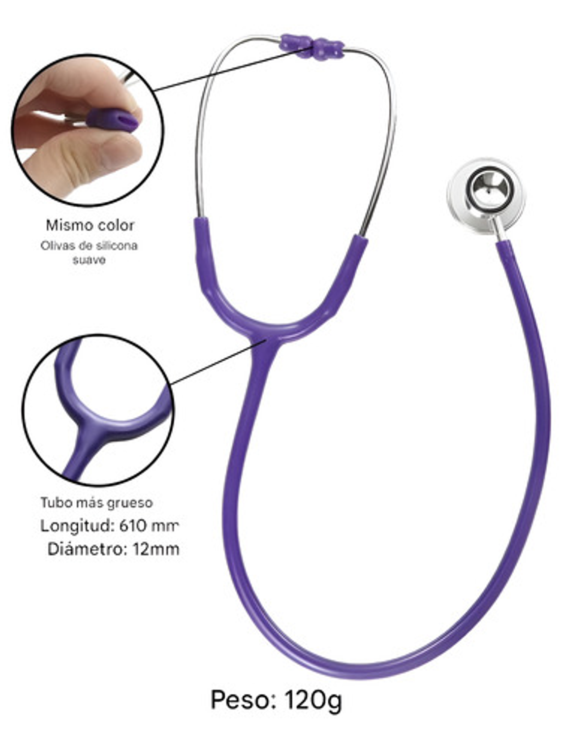 Fonendoscopio Doble Campana Morado Estetoscopio 3