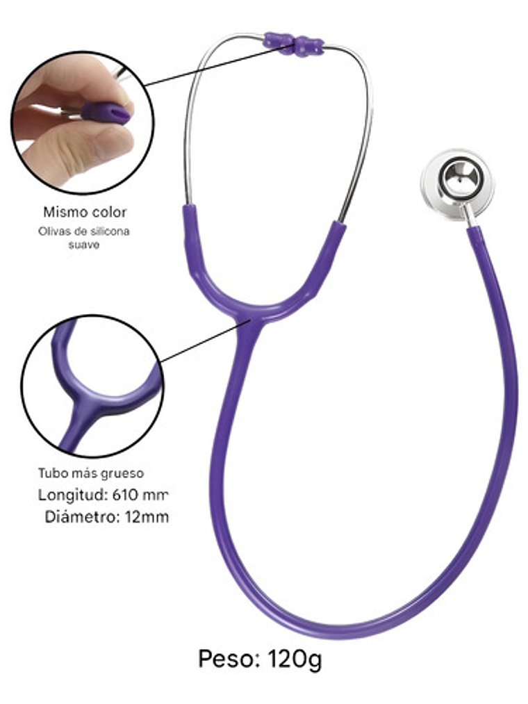 Fonendoscopio Doble Campana Morado Estetoscopio 3