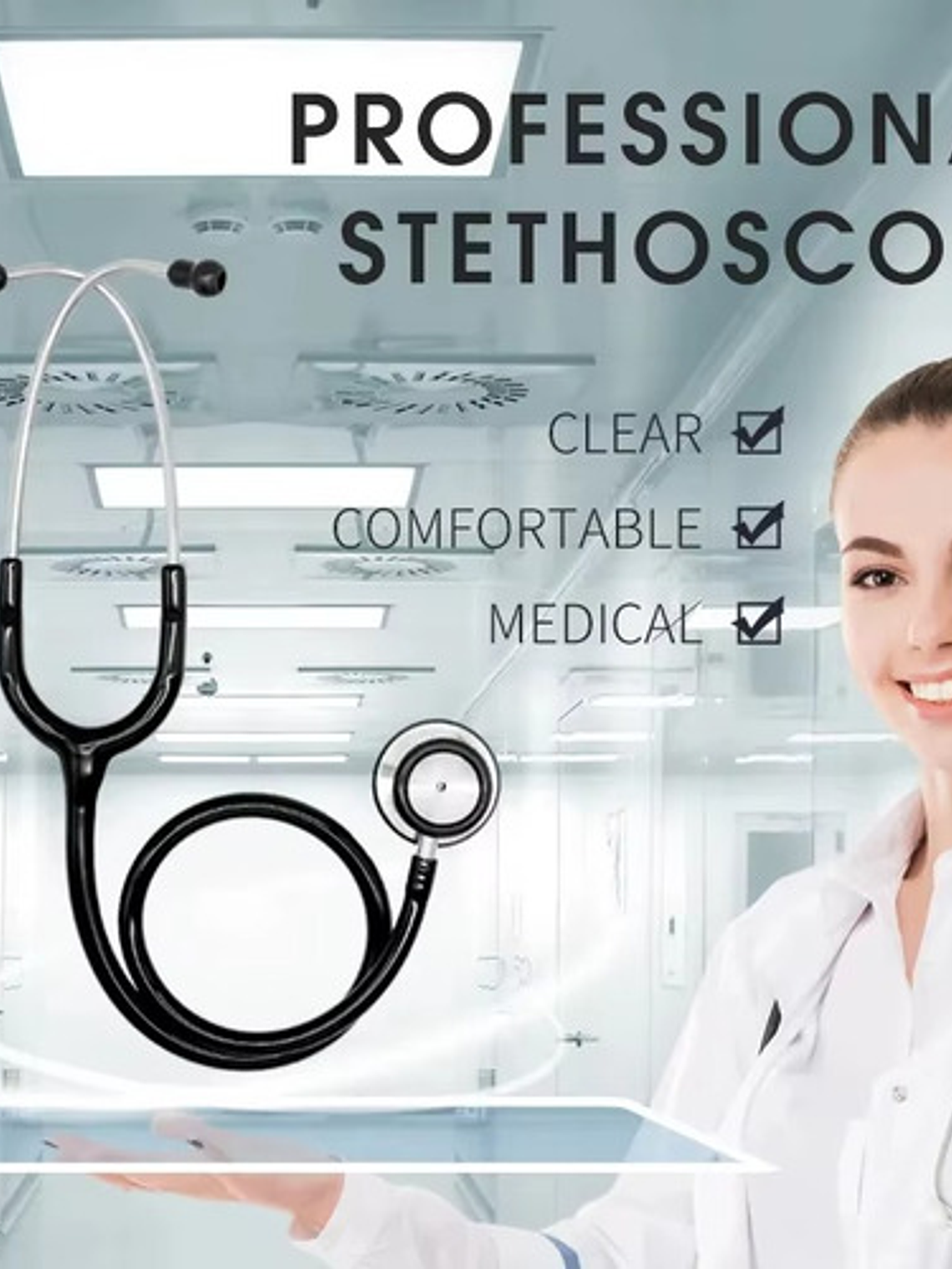 Fonendoscopio Pediátrico Negro Doble Campana Estetoscopio 7