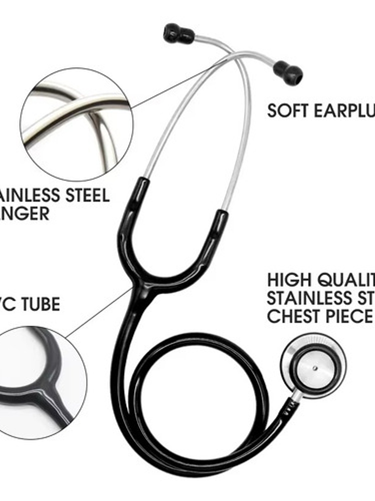 Fonendoscopio Pediátrico Negro Doble Campana Estetoscopio 8