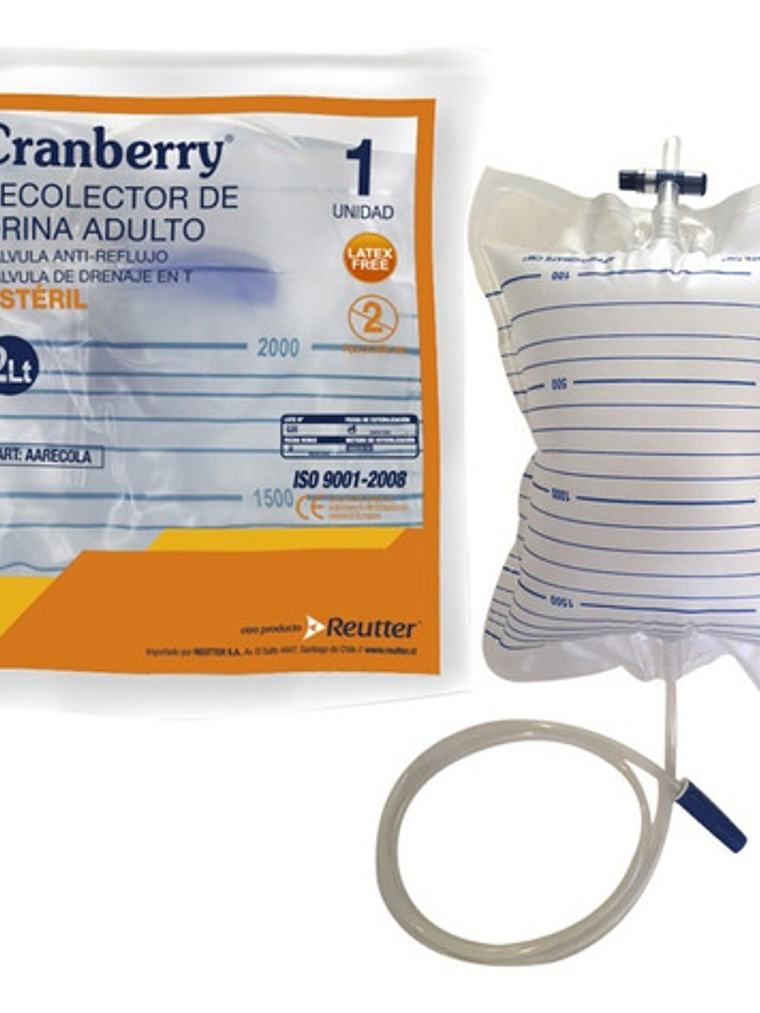 Recolector De Orina Estéril Válvula Antireflujo 2 Litros 1