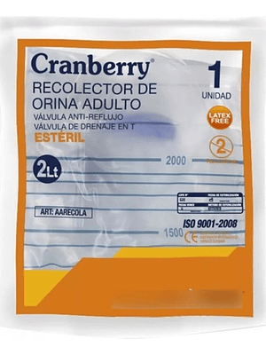 Recolector De Orina Estéril Válvula Antireflujo 2 Litros