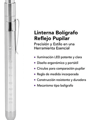 Linterna Reflejo Pupilar Médico/tens/enfermería Plateada