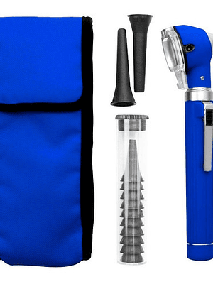 Otoscopio Luz Led Óptica Azul + 10 Conos + Estuche