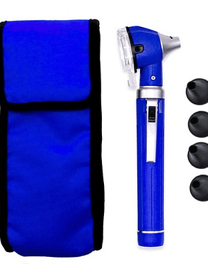 Otoscopio Luz Led Óptica Azul + 10 Conos + Estuche