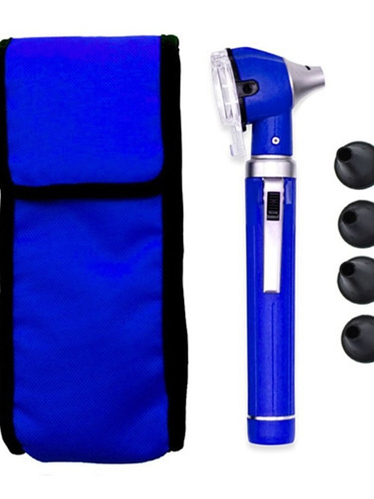 Otoscopio Luz Led Óptica Azul + 10 Conos + Estuche 2