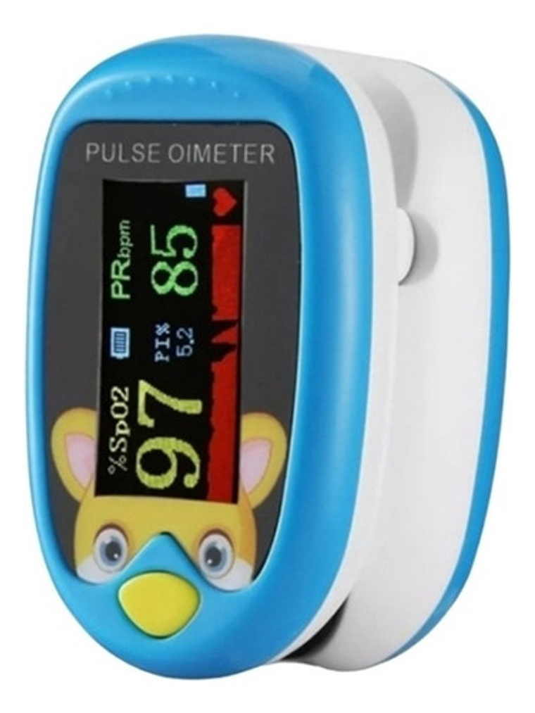 Oxímetro Pediátrico Pulse Oximeter Modelo Conejo Pantalla Oled Azul 3