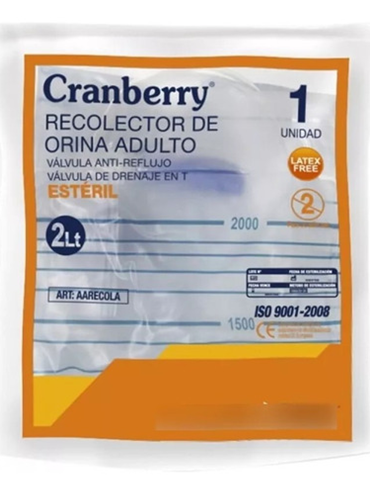 10 Bolsas Recolector De Orina Estéril Válvula Antireflujo 2l 3