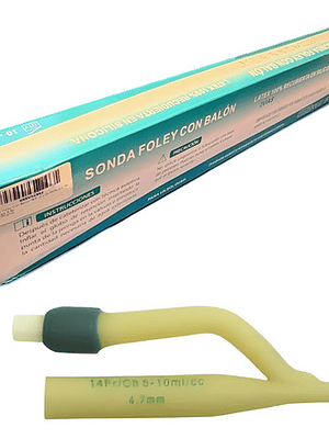 Sonda Foley Con Balón 14 Fr 2 Vías 100% Siliconada Caja X 10