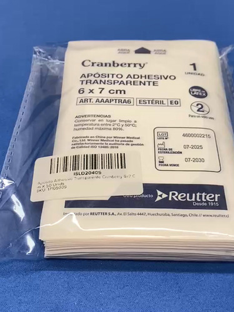 Apósito Adhesivo Transparente Cranberry 6x7 Cm X 50 Unids 10