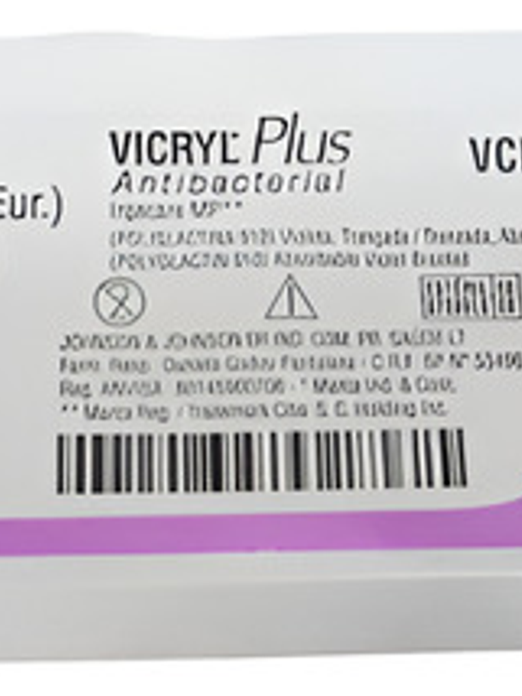 Sutura Vicryl Plus Antibacteria 4-0 (70cm) Lila Vcp304 X 12u 1