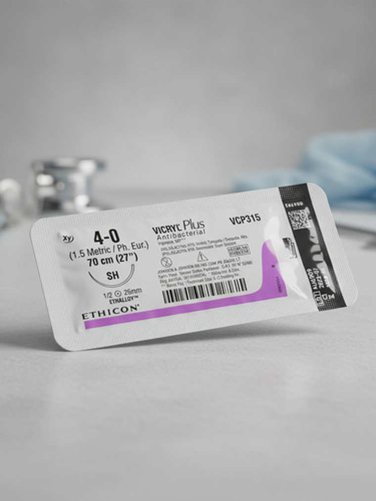 Sutura Vicryl Plus Antibacteria 4-0 (70cm) Lila Vcp304 X 12u 7