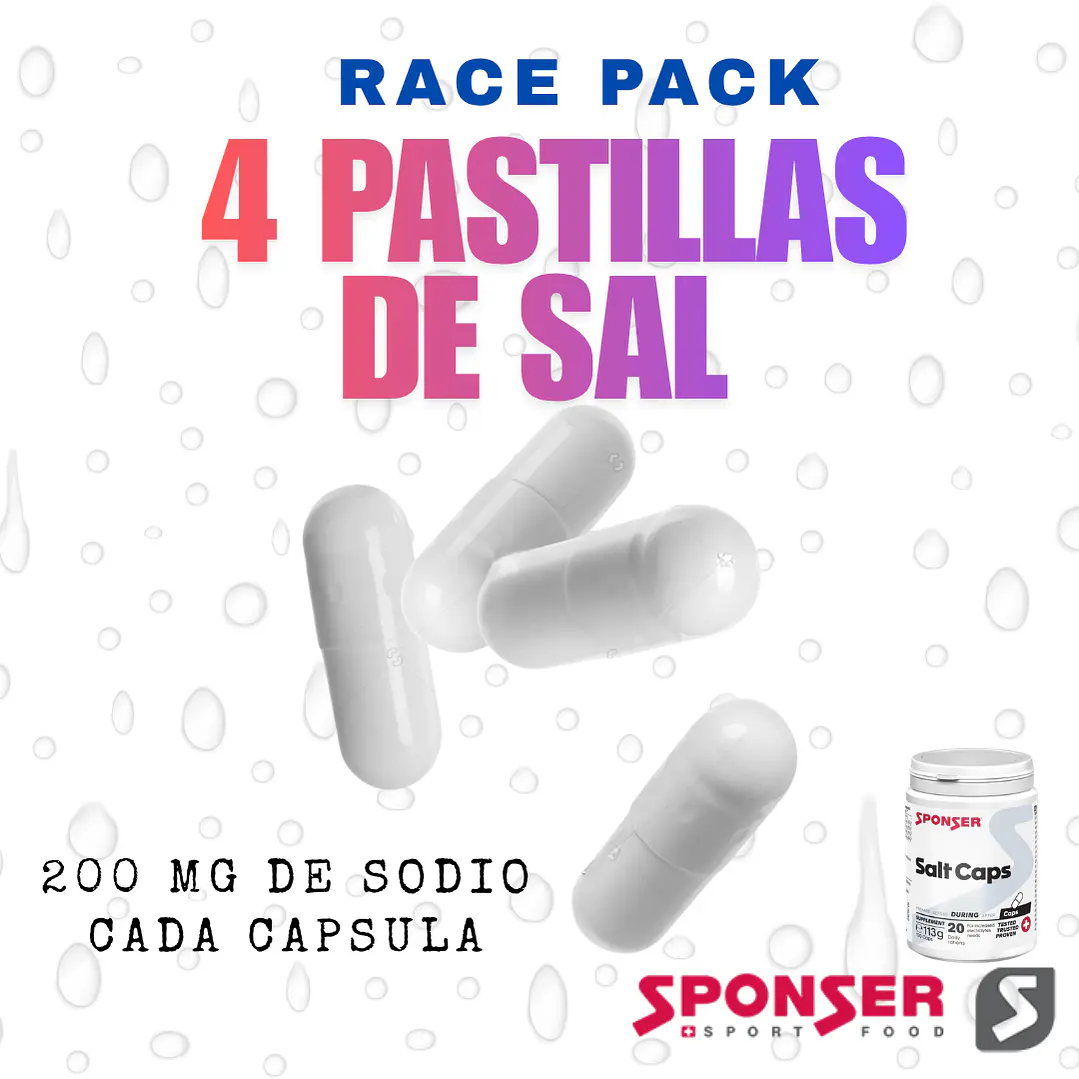 Race Pack 4 pastillas de Sal Sponser 200mg de Sodio c/u 1