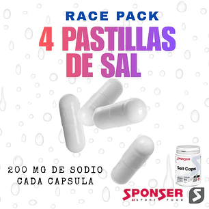 Race Pack 4 pastillas de Sal Sponser 200mg de Sodio c/u