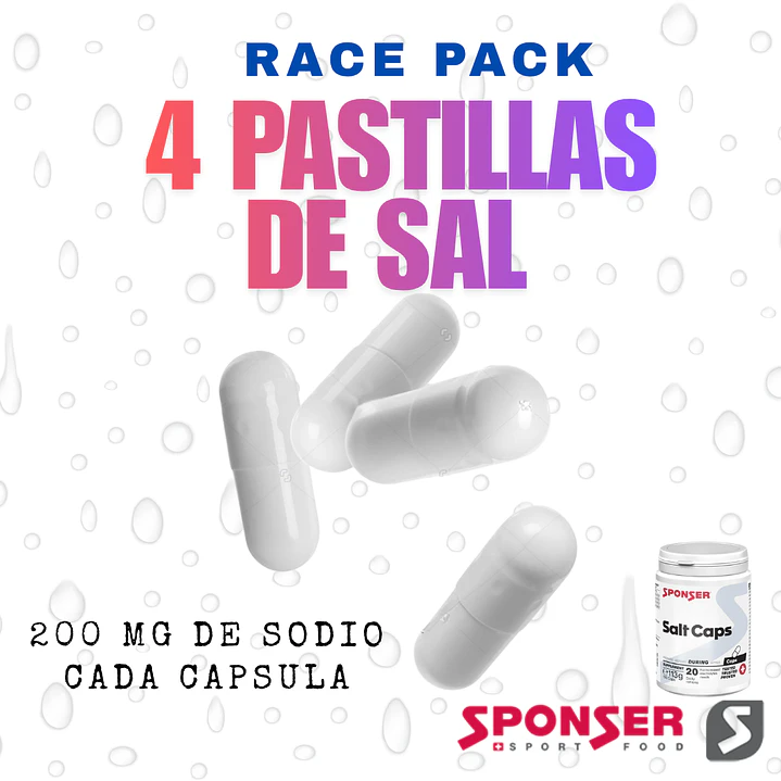 Race Pack 4 pastillas de Sal Sponser 200mg de Sodio c/u 1