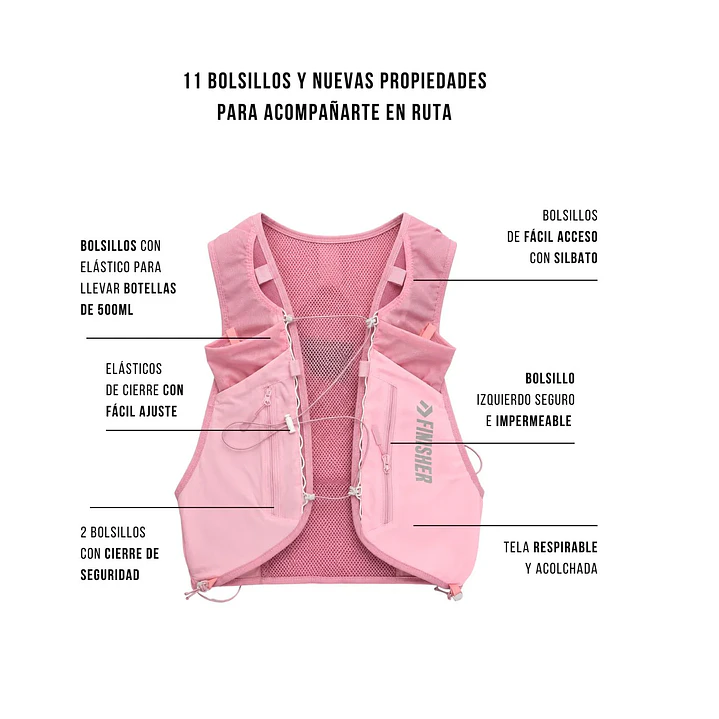 Running Vest de Hidratación Finisher Montblanc Rosa– Trail Running 2
