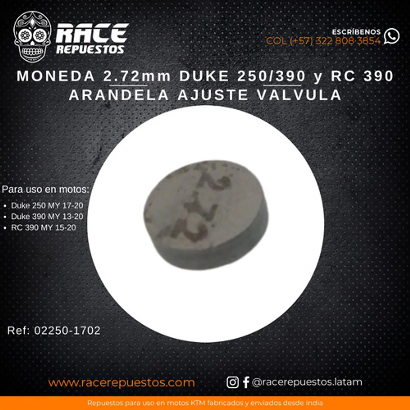 Moneda 2.72mm Original Ktm Duke 250 Duke390 Rc 390 Adventure 2