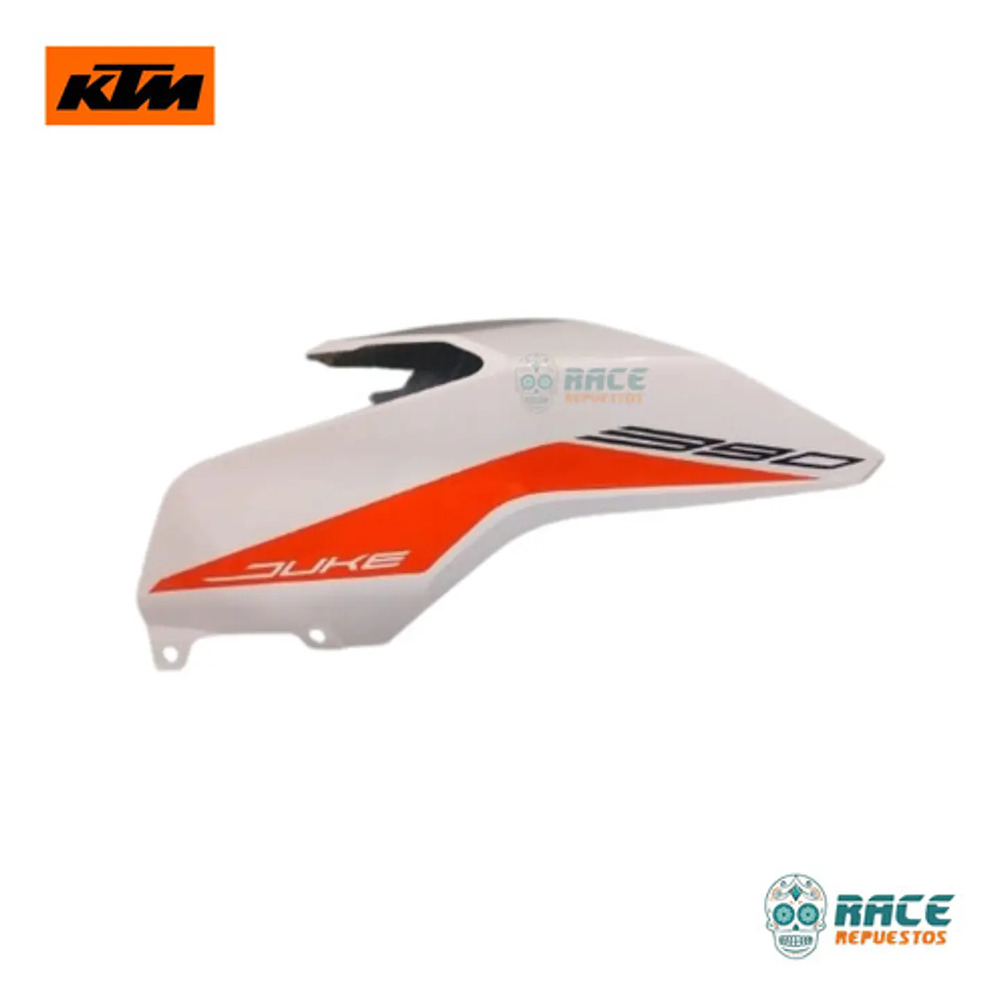 Tapa Tanque Derecha Ktm Duke 390 Original Nueva Blanco Con Detalles Naranjas 8