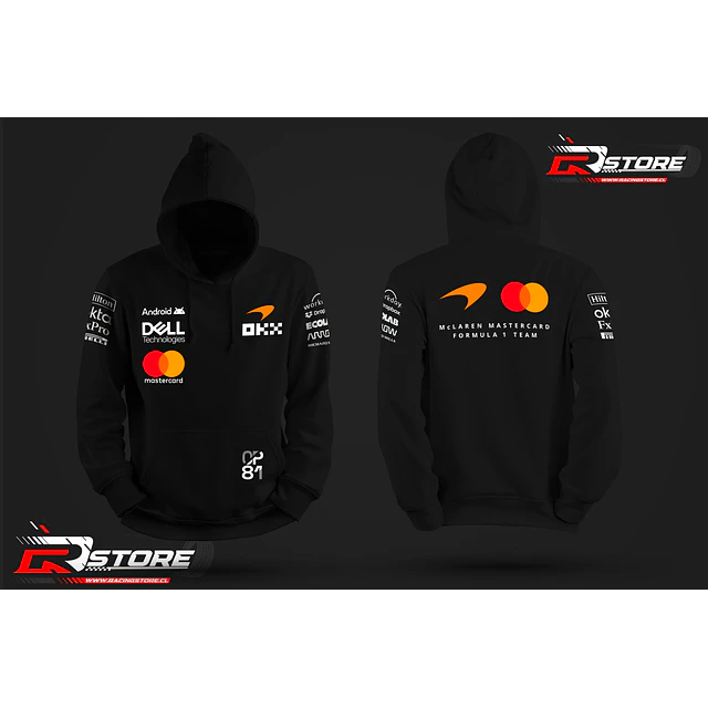 POLERON CANGURO FORMULA 1 MCLAREN PIASTRI 2026 NEGRO