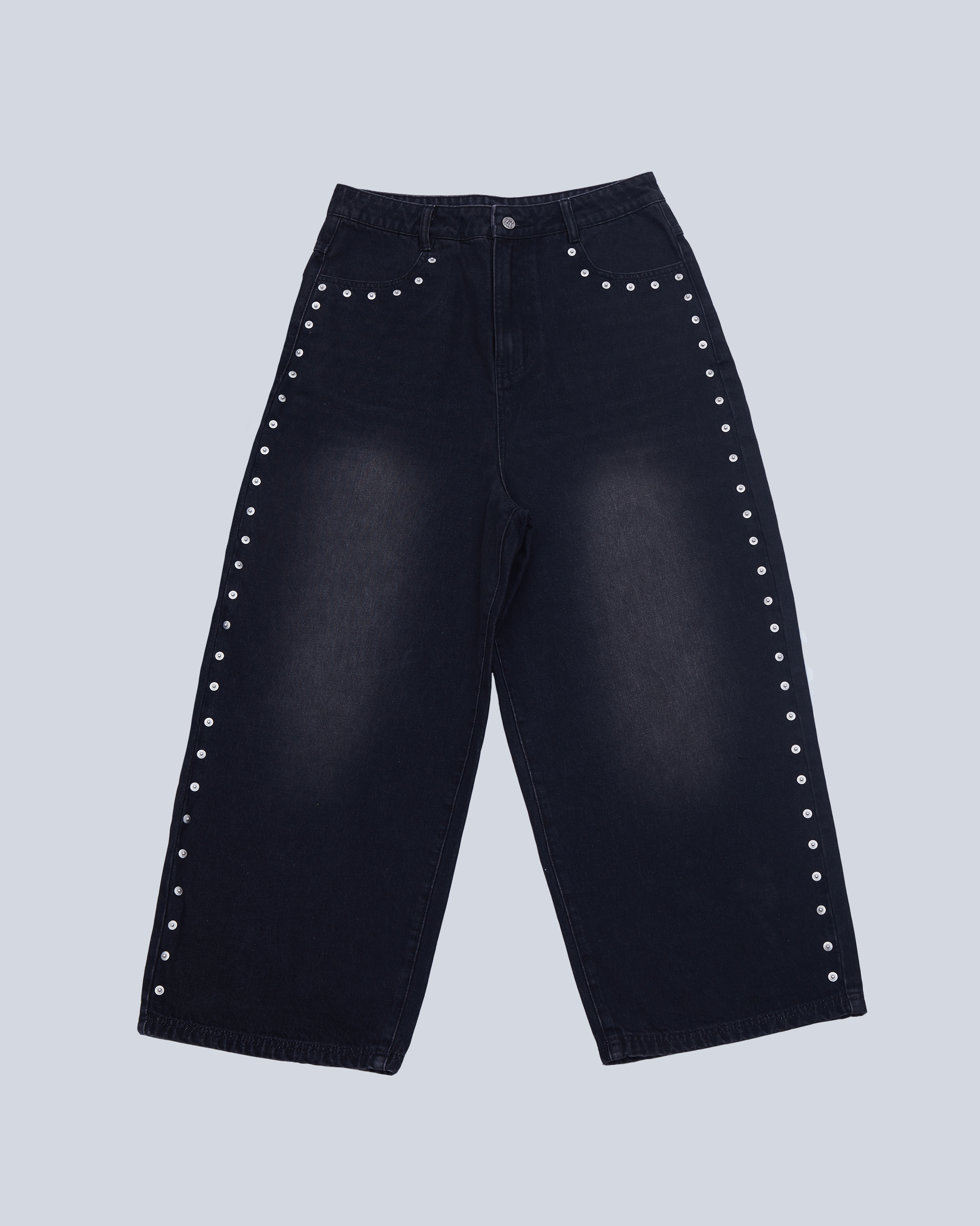 Studded Wide Jeans - Negro