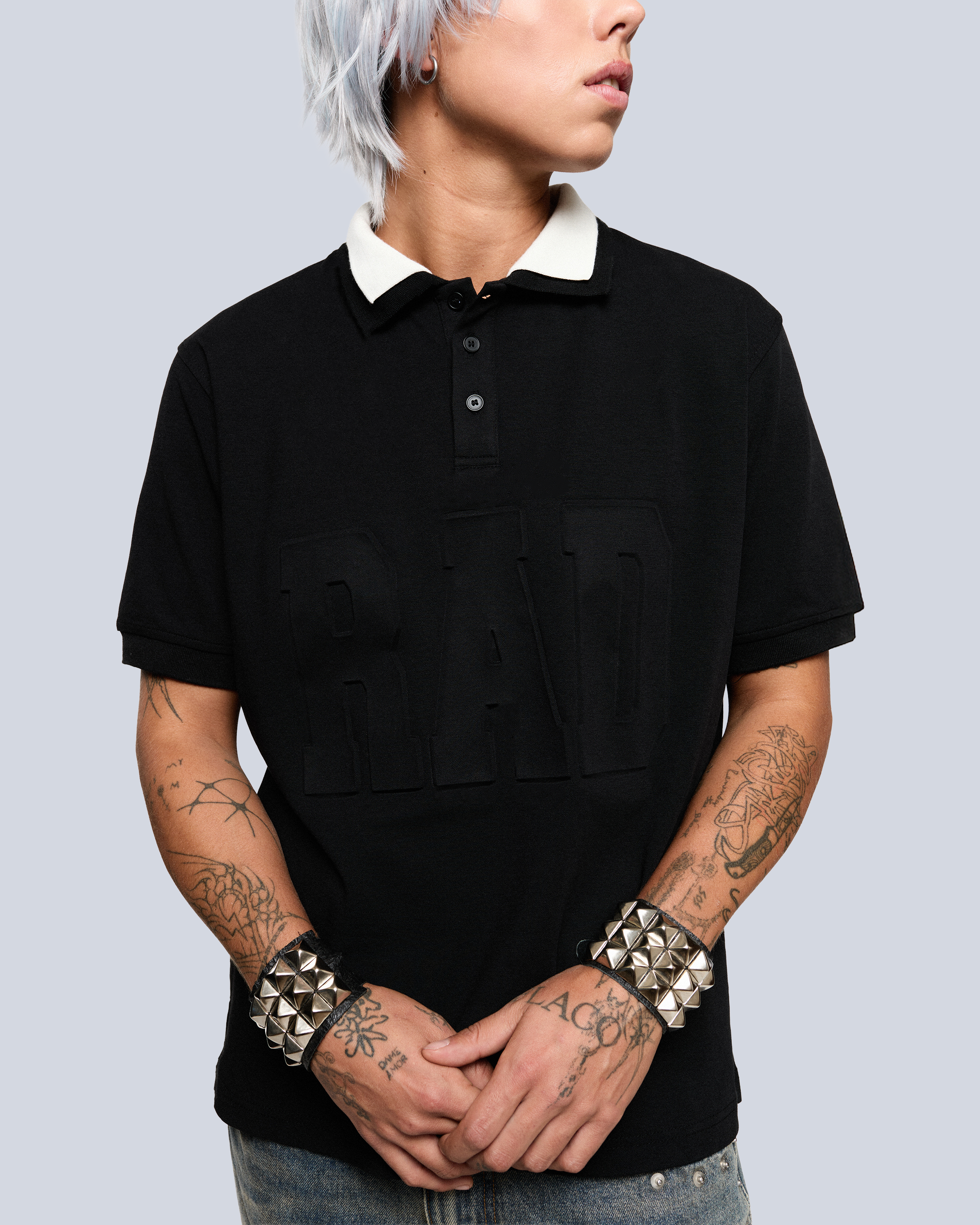 Polera Polo Embossed - Negro
