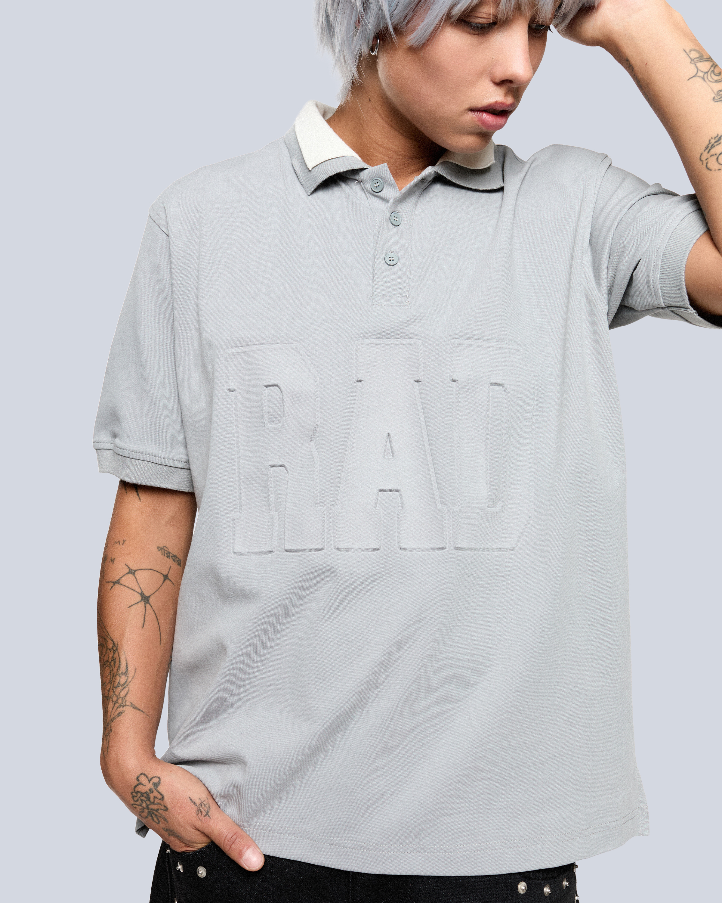 Polera Polo Embossed - Gris